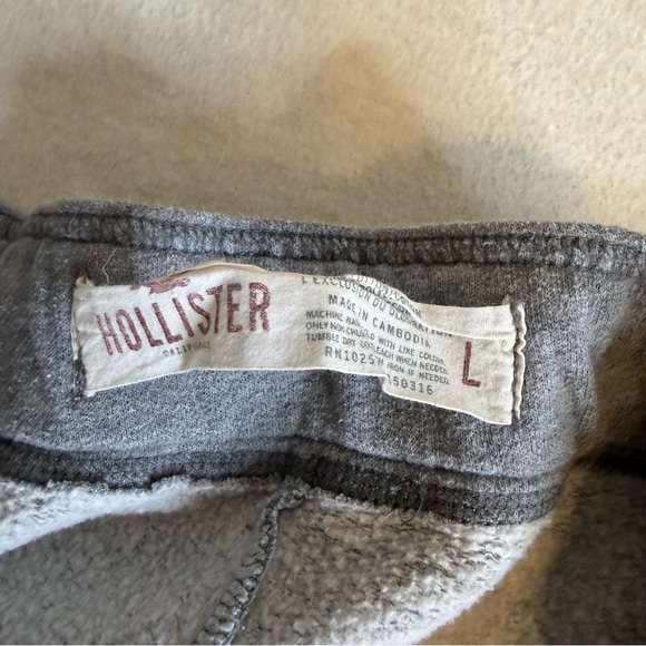 Y2K Hollister Low Rise logo boot cut fleece Gray Sweatpants size L - Picture 3 of 8